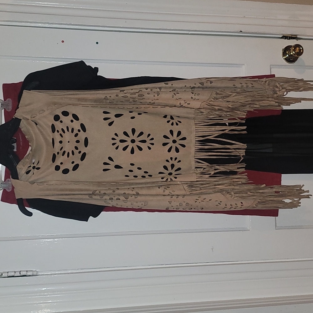 SALE A&O INTERNATIONAL boho fringed faux suede vest